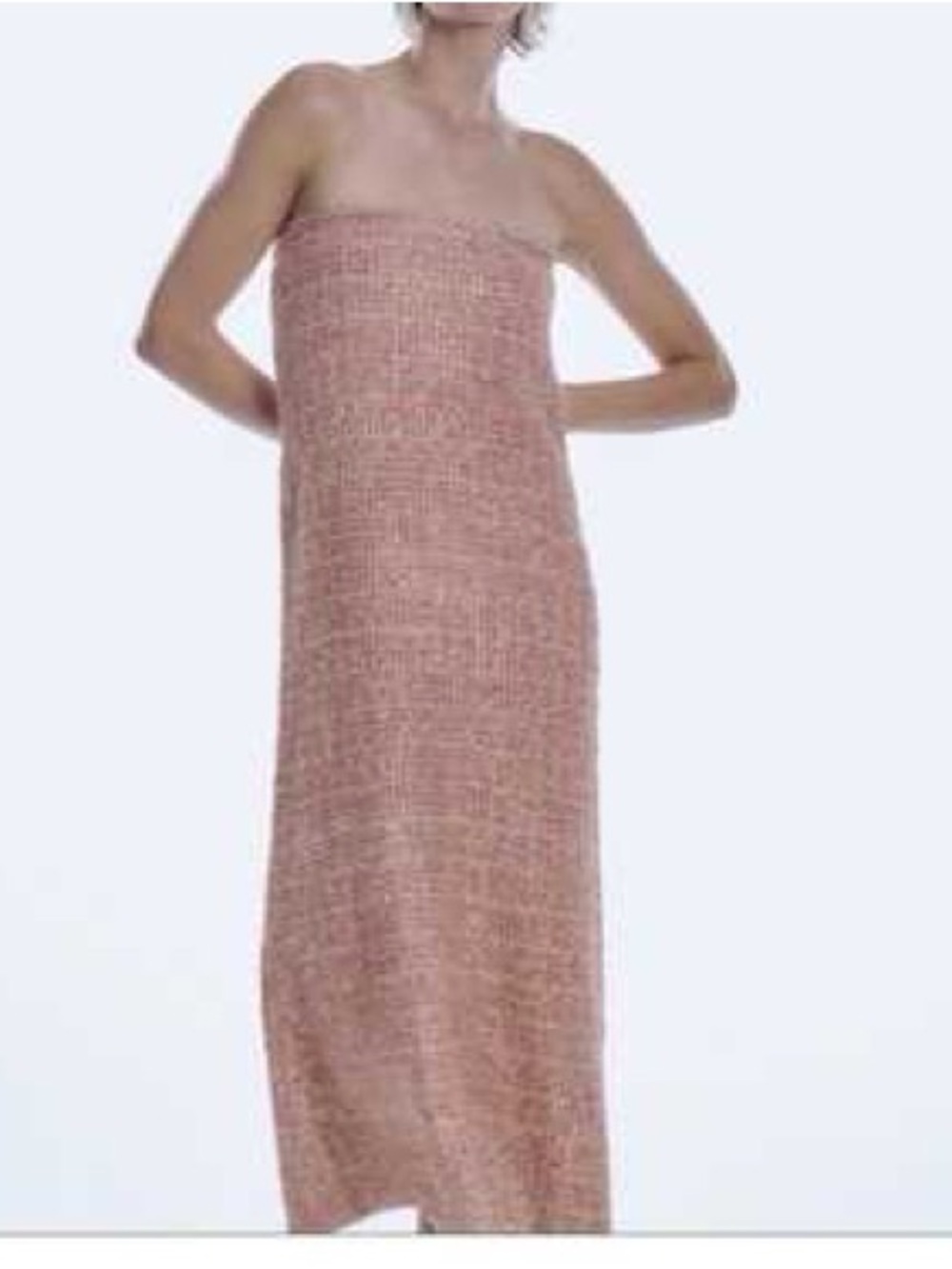 Zara Strapless Textured Maxi Dress in Dusty Rose